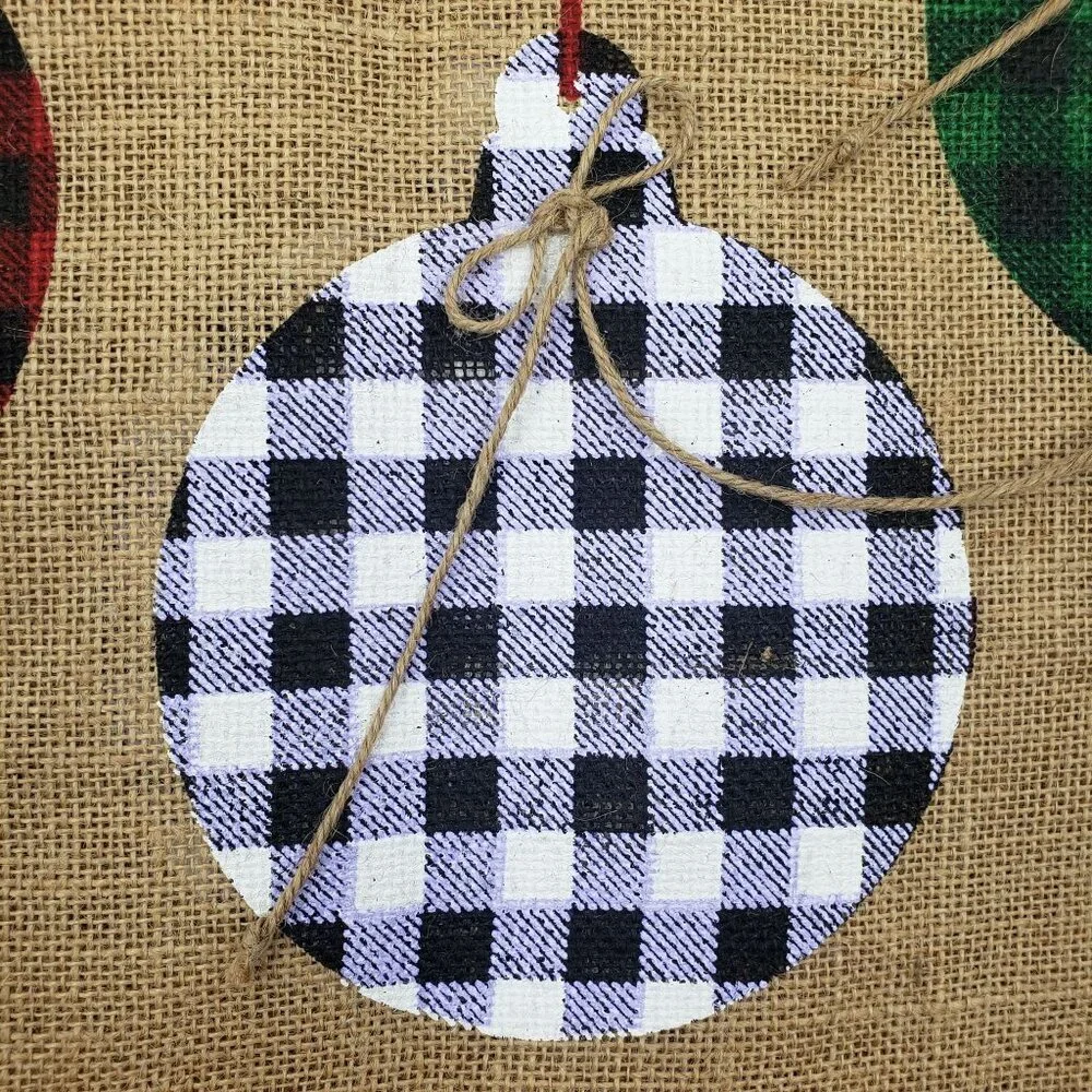 Elrene Farmhouse Holiday‎ Christmas Ornaments Jute Placemat Set of 4 Gingham NEW